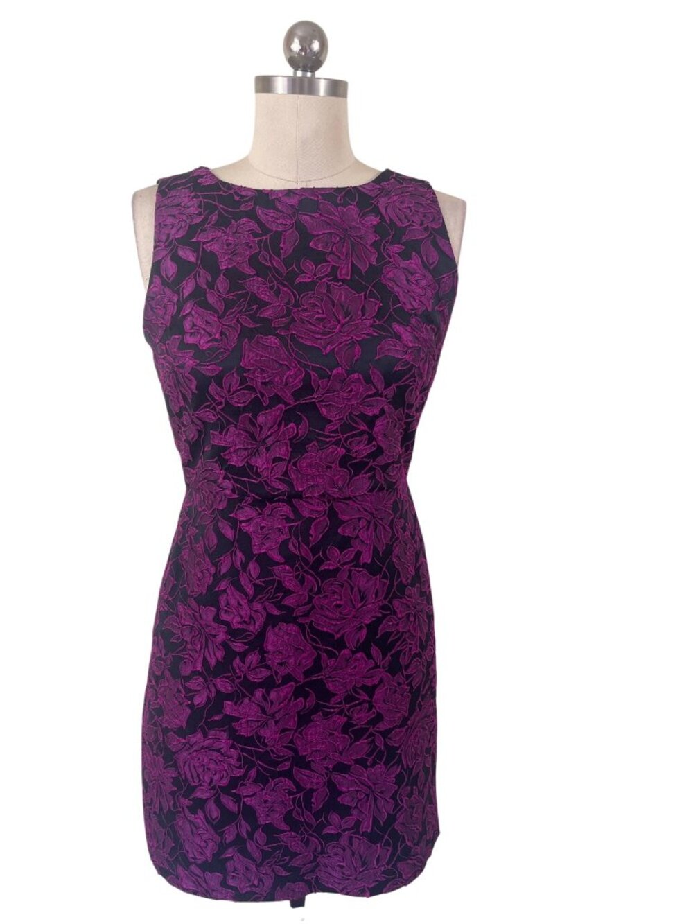 Alice and Olivia Eli Floral Jacquard Dress Womens Small Purple Whimisgoth Demure